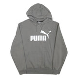 PUMA Mens Grey Hoodie S Cotton Blend Pullover Sweatshirt Drawstring Hood