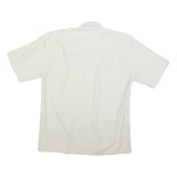 CROCODILE Mens White Plain Cotton Blend Short Sleeve Shirt L Button Down Collar