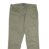 NAUTICA Womens Cotton Blend Regular Fit Straight Trousers Khaki W32 L29 Classic