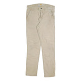 CARHARTT Mens Jeans Beige Regular Straight Denim W34 L34 Workwear Zip Closure