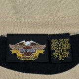 Harley Davidson Spellout Long Sleeve T-Shirt - XL Beige Cotton