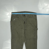 Dickies Double Knee Carpenter Trousers - 34W 24L Green Cotton