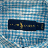 Ralph Lauren Checked Short Sleeve Shirt - Small Blue Cotton