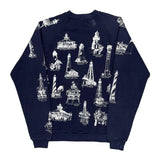 Lighthouses Print Jerzees Graphic Sweatshirt - Large Navy Cotton