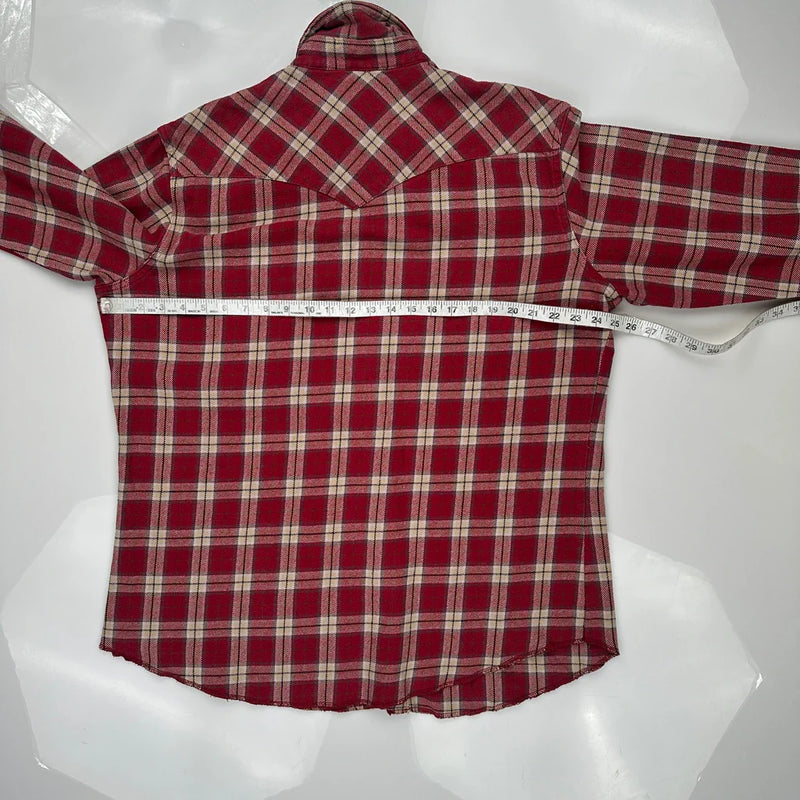 Wrangler Checked Flannel Shirt - Large Red Cotton