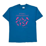 Single Stitch Kaiser Hanes Graphic T-Shirt - Large Blue Cotton