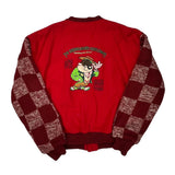 Handsome Devil Looney Tunes Graphic Bomber Jacket - XL Burgundy Cotton