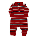 Age 9 Months Polo By Ralph Lauren Striped Playsuit - 3XS Red Cotton