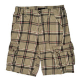 Guess Checked Cargo Shorts - 34W 11L Beige Cotton