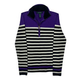 Ralph Lauren Striped 1/4 Zip - Small Purple Cotton