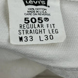 Made In USA Levis 505 Jeans - 30W 30L White Cotton