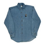 Mickey Mouse Embroidery Disney Cartoon Denim Shirt - Small Blue Cotton