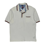 Tommy Hilfiger Striped Polo Shirt - XL White Cotton