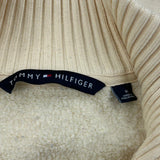 Vintage Tommy Hilfiger Spellout 1/4 Zip - Medium Cream Cotton