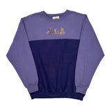 Teddy Bears Graphic Morning Sun Cartoon Sweatshirt - Large Purple Cotton Blend