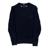 Tommy Hilfiger Cable Knit Sweater - Medium Navy Cotton