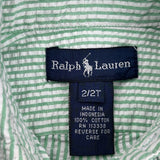 Age 1.5 Ralph Lauren Striped Short Sleeve Shirt - 2XS Green Cotton