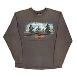 Motorcycles Harley Davidson Graphic Long Sleeve T-Shirt - Large Gray Cotton