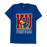 Single Stitch University Of Kansas Screen Stars College T-Shirt - Medium Blue Cotton Blend