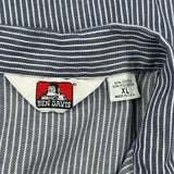 Ben Davis Striped Short Sleeve Shirt - XL Blue Cotton Blend