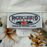 Pacific Legend Apparel Floral Hawaiian Shirt - Large Cream Cotton