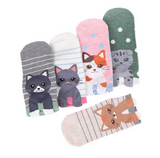 Anyfootwear 5 Pairs One Size 5-9 Rainbow Color Kitten Cartoon Socks Spring Summer Fashion Cotton Cute Happy Funny Casual Socks For Women
