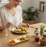 Anygleam Gold Stainless Steel 4-Grid Sauce Dish – Seasoning & Dipping Plates for Kitchenware