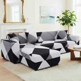 Anyseat 4-Seater Sofa Cover – Black White Geometric Style Slipcover for Living Room Chair Protection