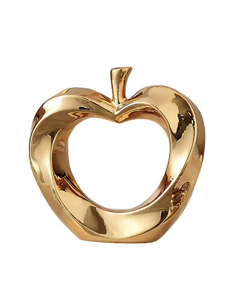 ANYHOUZ Gold Apple Nordic Sculpture Figurine – Realistic Statue Ornament for Modern Home Decor