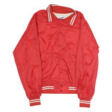 CLUB 21 Mens Red Nylon Button Jacket M Plain Retro Vintage Style