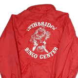 CLUB 21 Mens Red Nylon Button Jacket M Plain Retro Vintage Style