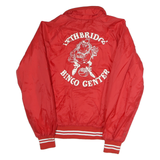 CLUB 21 Mens Red Nylon Button Jacket M Plain Retro Vintage Style