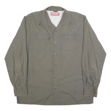 WRANGLER Mens Grey Shirt L Cotton Blend Workwear Casual Long Sleeve Utility
