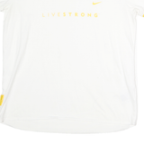 NIKE Womens White & Yellow Livestrong Graphic T-Shirt L Short Sleeve Crew Neck