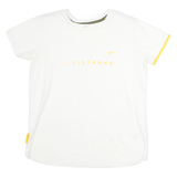 NIKE Womens White & Yellow Livestrong Graphic T-Shirt L Short Sleeve Crew Neck