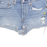 LEVI'S Womens Denim Blue Shorts XS W26 Distressed Cartoon Print