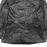 WILSON Womens Black Leather Button Jacket L Smooth Classic Stylish