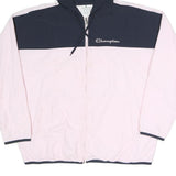 CHAMPION Womens Pink & Navy Windbreaker Jacket M Polyester Blend Zip Hooded