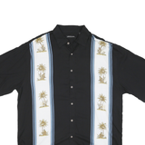 PIERRE CARDIN Mens Black & White Rayon Short Sleeve Shirt L Stylish Tropical