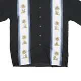 PIERRE CARDIN Mens Black & White Rayon Short Sleeve Shirt L Stylish Tropical