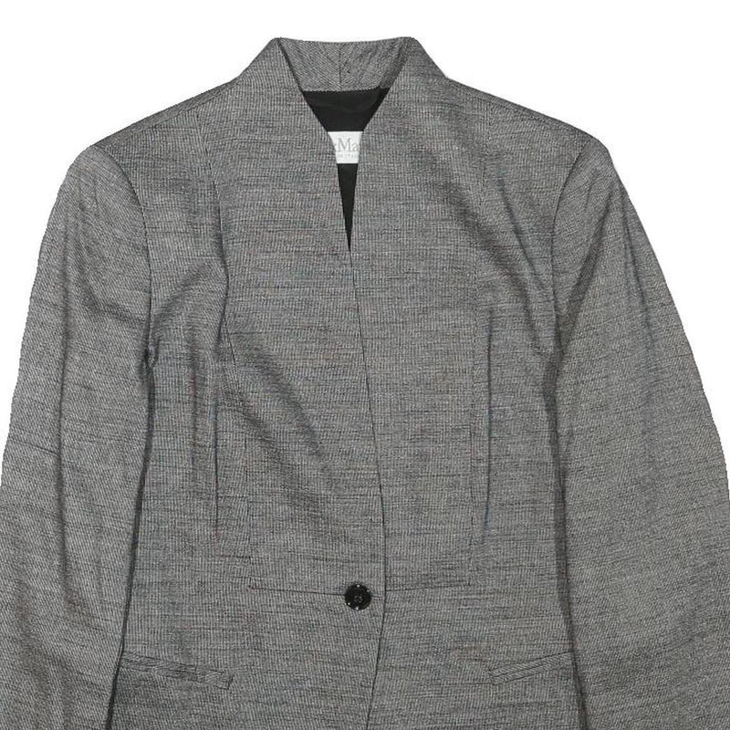 MAX MARA Womens Grey Wool Blend Tailored Jacket XS Button Closure Plain