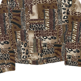 TEDDI Womens Brown Animal Print Zip Jacket L Polyester Blend Casual Outerwear
