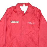 BIRDIE Mens Red Button Polyester Jacket M Coach Style Embroidered Flags Design