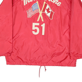 BIRDIE Mens Red Button Polyester Jacket M Coach Style Embroidered Flags Design