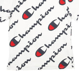 CHAMPION Mens White Black & Red Logo Graphic T-Shirt XL Short Sleeve Crew Neck