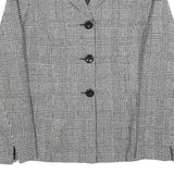 LUCIA Womens Black & White Check Button Jacket M Woven Classic Tailored Casual