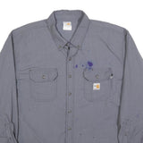 CARHARTT Mens Grey Work Shirt 2XL Cotton Blend Long Sleeve Button Closure