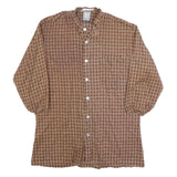 MONSIEUR EXCLUSIVE Mens Brown & Beige Check Shirt Long Sleeve Button Neck M