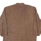 MONSIEUR EXCLUSIVE Mens Brown & Beige Check Shirt Long Sleeve Button Neck M