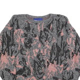 IMPROMPTU Womens Grey & Pink Patterned Jumper Crew Neck Basic Knit M Casual